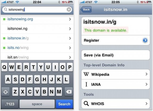 Domainr Domain Name iPhone App